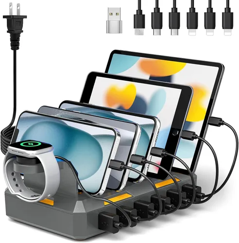 Miniatura 8 de Estación de carga para múltiples dispositivos, estación de carga múltiple Honcila 6 en 1 para teléfono celular, tableta, iPhone, iPad y más
