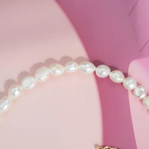 Miniatura 8 de Cowlyn Collar de lazo medio barroco cultivado perla gargantilla enlace cadena corto collar declaración joyería para mujeres niñas