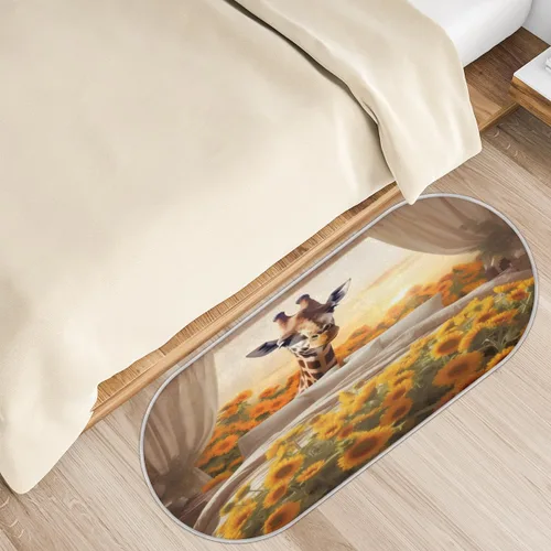Lindas alfombras de baño de jirafa, girasoles, tapete de baño antideslizante de microfibra, tapete de baño absorbente y lavable a máquina, tapete a-4