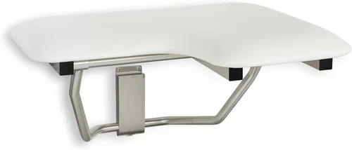 Seachrome Asiento de ducha Lift-Assist, en forma de L, zurdo, ADA, montaje en pared, acolchado blanco naugahyde
