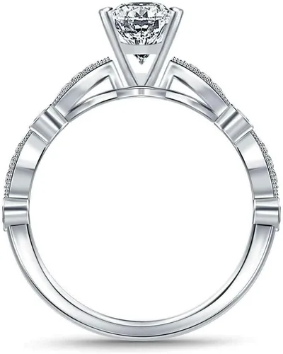 Miniatura 3 de RINGJEWEL Anillo de compromiso chapado en plata de moissanita blanca de corte ovalado para mujer
