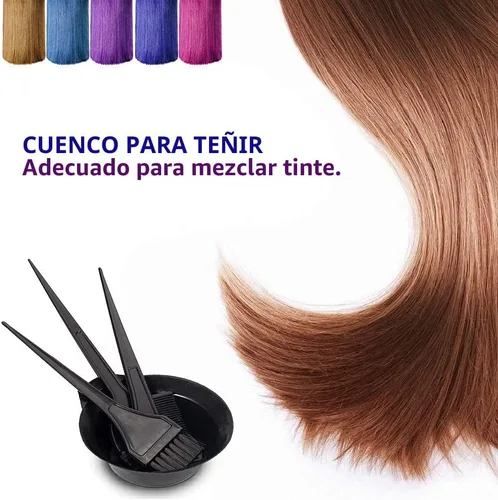 Miniatura 3 de Juego de brochas y tazones de color para teñir el cabello, juego de brochas de color para mezclar tazón, peine para teñir el cabello (negro)