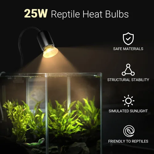 Miniatura 3 de CALPALMY Paquete de 4 bombillas de calor para reptiles UVA+UVB de 25 W, calor y luz para reptiles y tanques anfibios, terrarios y jaulas, funciona