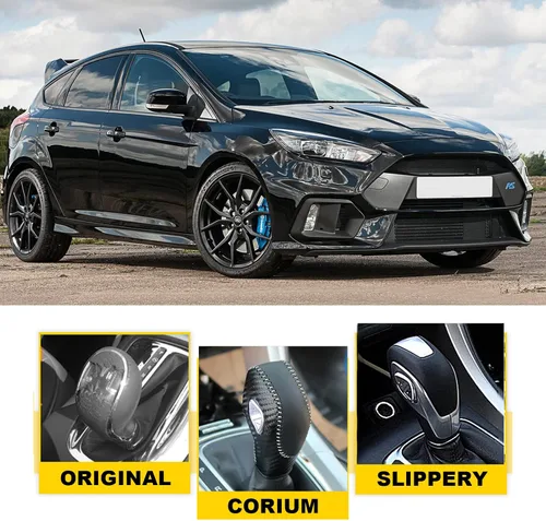 Miniatura 6 de EATAKWARD Funda para perilla de palanca de cambios de fibra de carbono PU para Ford Focus 2012 2013 2014 2015 2016 Ford Fiesta 2014 2015 2016 Ford