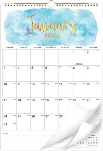 Calendario de pared 2026 – Calendario de pared colgante 2026 de enero de 2026 a diciembre de 2026, 11.4 x 14.6 pulgadas, encuadernación de doble