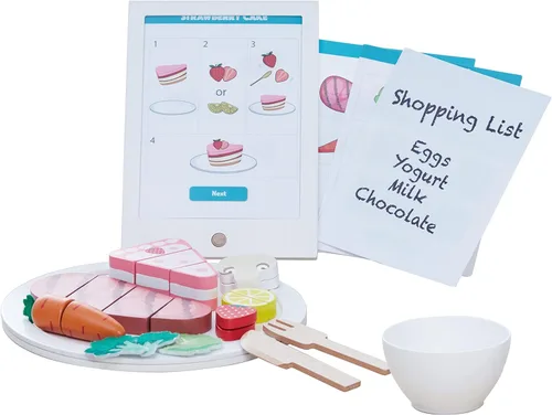 Teamson Kids Little Chef Frankfurt - Juego de recetas de tabletas de cocina de madera