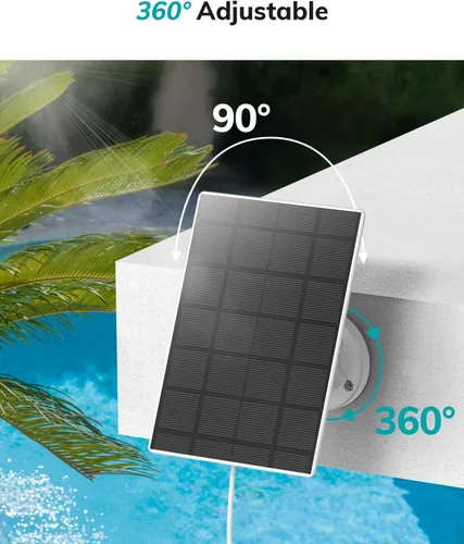 Miniatura 4 de ZUMIMALL Panel solar para cámara de seguridad inalámbrica para exteriores, panel solar impermeable IP66 con cable de carga USB de 10 pies, adecuado