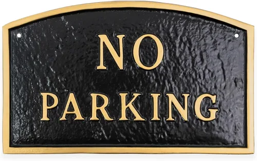 Montague Metal Products SP-8sm-BG Placa de declaración de arco sin estacionamiento, pequeña, negra y dorada Negro/Oro