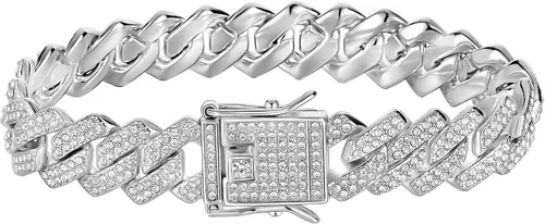 Saintda Cuban Link Bracelet For Men WomenRose Gold18K Gold PlatedSilver Bracelet13mm8 inches Miami Iced Out Bracelet Hip Hop Bracelets Jewelry