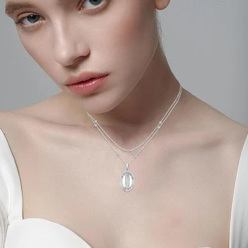 Miniatura 41 de Collar con colgante de plata de ley 925 con medalla de San Patrón, joyería religiosa para hombres y mujeres, con cadena de acero inoxidable 316L