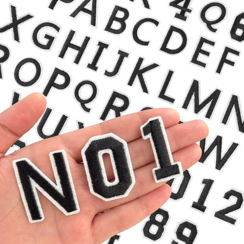 Harsgs 72 parches de letras para planchar con números, parches bordados de letras A-Z números 0-9 para ropa, vestido, sombrero, jeans, accesorios de