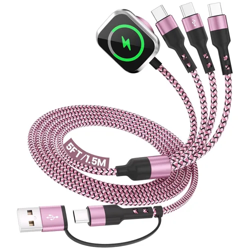 Miniatura 13 de Cargador de viaje para iWatch, cable de carga múltiple 3 en 2 con cargador IP/USB C/iWatch, cargadores de viaje para múltiples dispositivos, Naranja