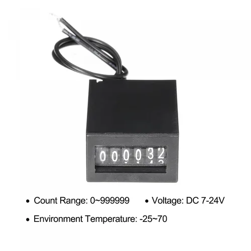 Miniatura 3 de uxcell Contador electromagnético 6 dígitos 0-999999 Rango de conteo Contador de pulso electrónico Totalizador digital DC 7-24V