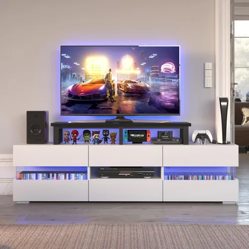 Miniatura 4 de YAOHUOO Elevador de TV grande de 45 pulgadas para TV de 32 a 60 pulgadas, estante elevador de TV con patas de acero, soporte elevador de mesa