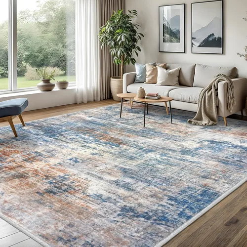 Miniatura 307 de IOHOUZE Alfombra pequeña abstracta de 2 x 3 pies, alfombra de entrada lavable para entrada interior, alfombras con respaldo de goma, alfombra gris