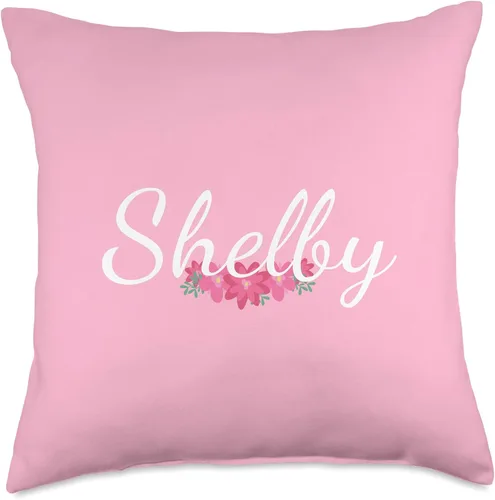 Miniatura 5 de Regalos y diseños personalizados Shelby para niñas personalizado regalo Shelby nombre personalizado flores rosa tiro almohada, 16x16, multicolor