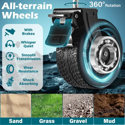 Miniatura 5 de Carro plegable con ruedas: Carro utilitario plegable de 500LBS de alta resistencia - Carro portátil todo terreno para compras de comestibles