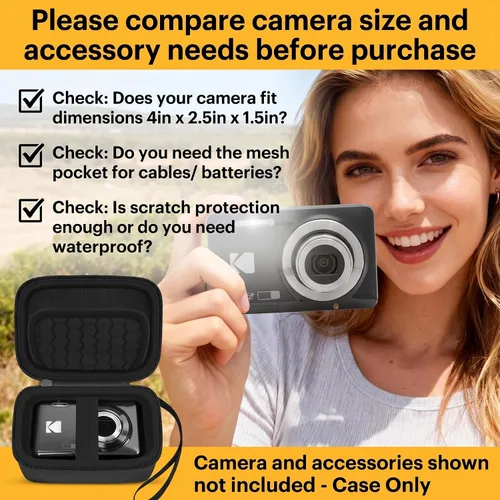 Miniatura 9 de Funda para cámara digital KODAK PIXPRO FZ55/FZ45/FZ53/FZ43 de 16 MP, bolsa de almacenamiento de viaje con bolsillo de malla para baterías, cables