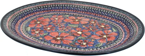 Miniatura 4 de Blue Rose Polish Pottery – Plato grande de pavo real azul – 14 x 8.2 pulgadas – Plato único para cenas, muy duradero y apto para lavavajillas