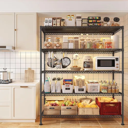 Miniatura 2 de REIBII Estantes de almacenamiento de 5 niveles, estantes de alambre ajustables, estantes de cocina de 13.4 pulgadas de profundidad x 23.2 pulgadas
