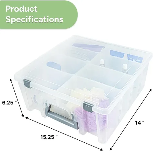 Miniatura 4 de Best Kept Super Satchel - Caja de doble compartimento profundo, almacenamiento de arte con 8 compartimentos extraíbles, cierre inteligente