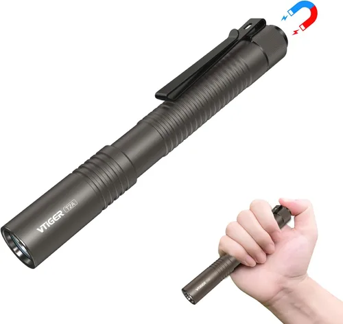 Miniatura 9 de VTIGER T2A - Linterna compacta EDC de 1500 lúmenes de alto, linterna LED recargable AA, superbrillante, pequeña, táctica, con bolsillo, con imán