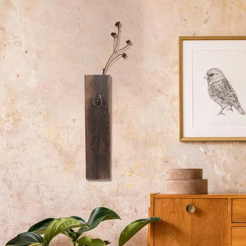Miniatura 2 de Jarrón de madera con bolsillo de pared de madera para flores secas y vegetación artificial, soporte para plantas de interior, maceta de bolsillo