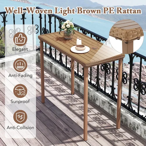 Miniatura 6 de Tangkula Mesa de bar para patio, marco de metal rectangular resistente, mesa de altura de mostrador de 48 pulgadas, para patio trasero, piscina