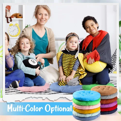 Miniatura 5 de Fumete 12 cojines de suelo de 16 x 16 pulgadas, cojines redondos de color para sillas de suelo de lectura, para niños y adultos, suministros