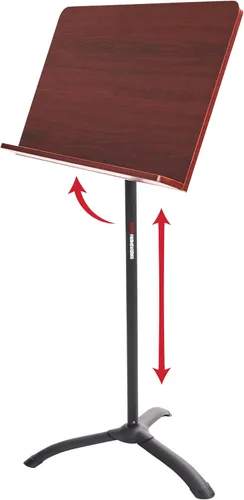 Gator Frameworks Soporte de partituras de madera diseñado para solistas y recitales con base de fácil levantamiento, placa de madera de cerezo
