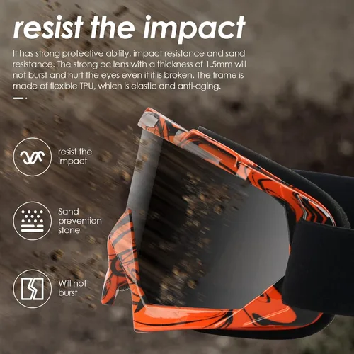 Miniatura 4 de Gafas de motocicleta ATV para motocross, para bicicleta de tierra, antiarañazos, UV400, protección para los ojos, gafas para todoterreno