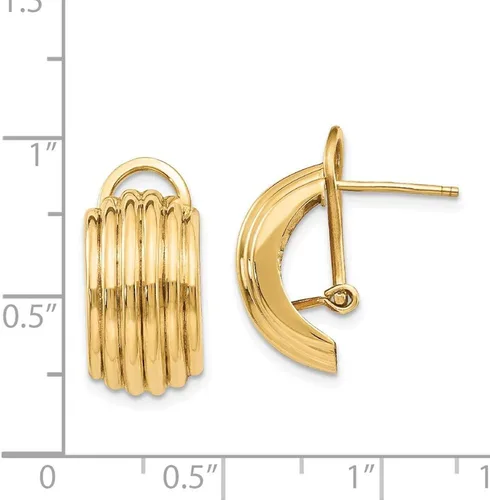 Miniatura 4 de 14k pulido lujo Omega Post pendientes 0.748in 0.374in estilo H577