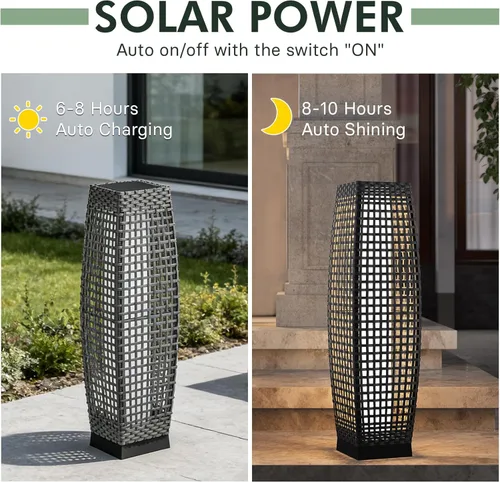 Miniatura 8 de Lámpara de pie para exteriores Grand Patio, lámpara de pie solar, resistente al agua, de mimbre, lámpara colgante para terraza, luces decorativas
