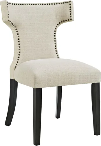 Miniatura 7 de Modway Curve Mid-Century - Moderna tela tapizada con ribete de cabeza de clavo en color azul, una silla Celeste