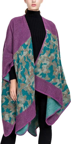 Miniatura 36 de KirGiabo Suéter a Cuadros para Mujer Poncho Capa Abrigo Frente Abierto Manta Chales y Envolturas