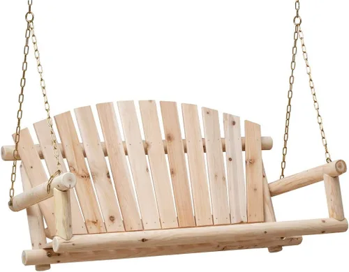 Miniatura 10 de Anraja Juego de columpios para exteriores, columpios de madera para adultos, asiento de porche colgante para patio trasero, patio, parque infantil