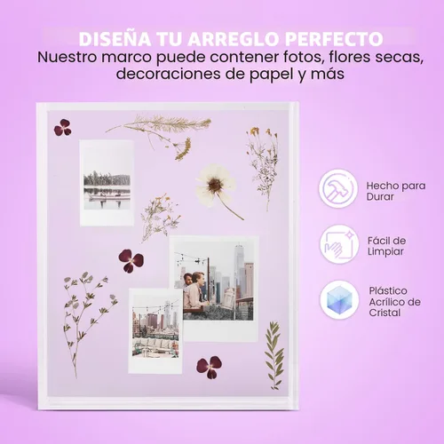 Miniatura 4 de Elil Marco de fotos acrílico de 5 x 7 pulgadas, pantalla flotante azul Polaroid Fujifilm Instax de 8.3 x 7.6 pulgadas, con capacidad para fotos de 5