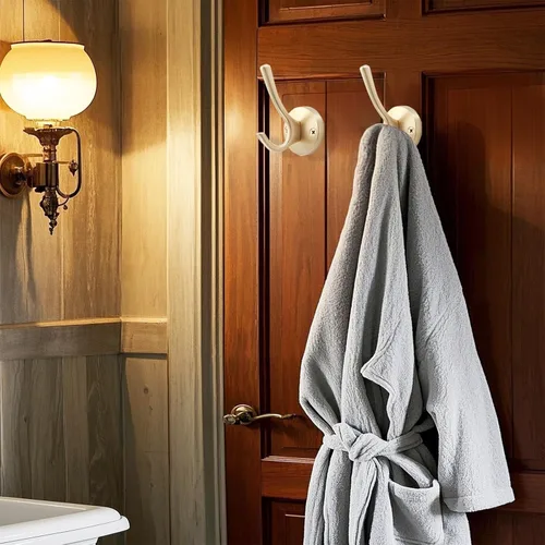Miniatura 7 de TOFIIGREM Ganchos dorados para pared, paquete de 3 ganchos para toallas, de metal resistente, doble gancho para bata de baño, ganchos