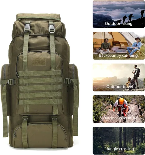 Miniatura 6 de King'sGuard 70L Camping Hiking Backpack for Men Women Large Military Tactical Backpack Molle Rucksack Backpack for Outdoor Verde militar