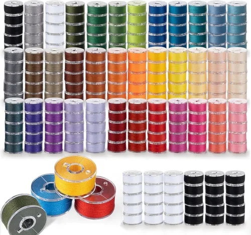 210 piezas de hilo de bobina preenrollado, 36 colores de hilo de coser, hilo de poliéster, tamaño A clase 15 para bobina de