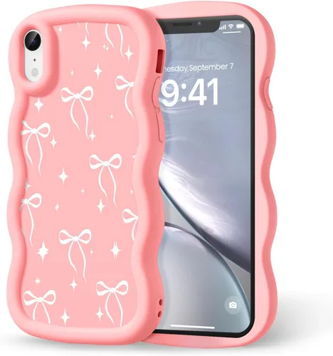 Miniatura 231 de Compatible con iPhone SE/8/7 Funda para Mujeres y Niñas, Marco Ondulado Rizado con Patrón Lindo, Estética Delgada Suave Silicona TPU Parachoques
