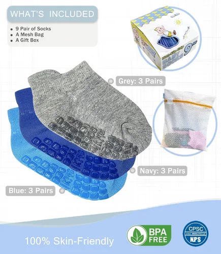 Miniatura 6 de Simply Kids Calcetines tobilleros para bebé con pinzas (9 pares) para niños de 0 meses a 7 años