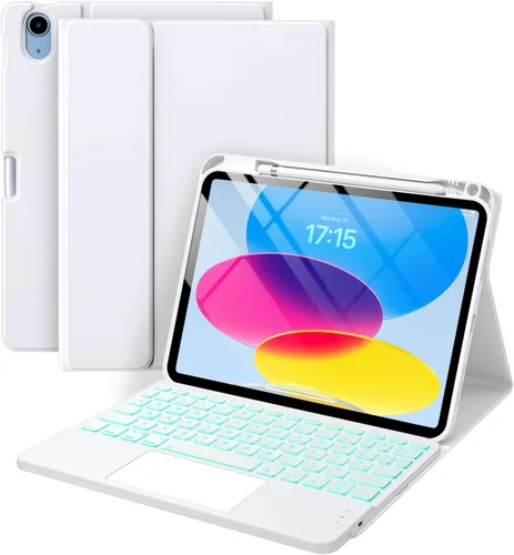 Miniatura 14 de Harvopu Funda compatible con iPad de 11ª y 10ª generación con teclado, funda tipo folio con soporte para lápices, trackpad multitáctil, Azul marino