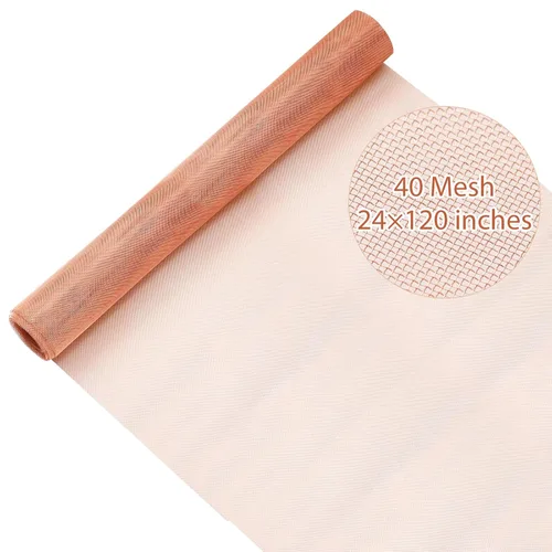 Miniatura 8 de Therwen Pantalla de malla de cobre de 48 pulgadas x 10 pies, 99.9% cobre puro 40 rollo de malla para conexión a tierra, pantalla de filtro denso
