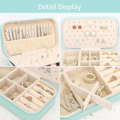 Miniatura 4 de DesignSter Joyero de viaje, estuche portátil de piel sintética, pequeñas cajas de joyería para regalos, organizador de joyas de viaje para mujeres