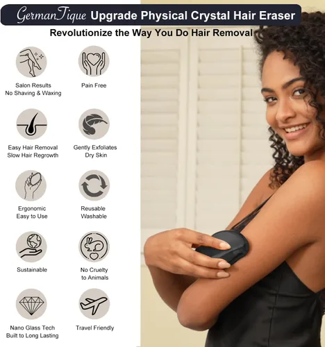 Miniatura 2 de Borrador de Pelo de Cristal, Removedor de Pelo de Cristal Natural, Dispositivo de Depilación Nano de Vidrio Reutilizable Sin Dolor, Epilador de Negro
