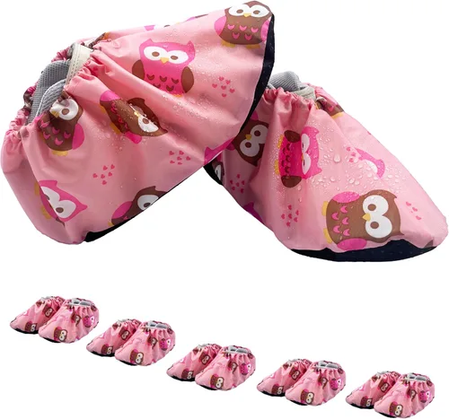 Miniatura 8 de 5 pares de fundas para zapatos para niños, reutilizables, antideslizantes, lavables, a prueba de polvo, duraderas, cubiertas para botas impermeables