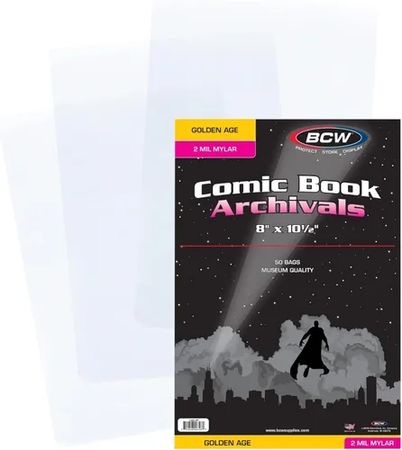 Miniatura 7 de BCW Bolsas de cómic gruesas de Golden Age – 100 unidades Protección transparente sin ácidos, fundas de polipropileno Bolsas de cómic