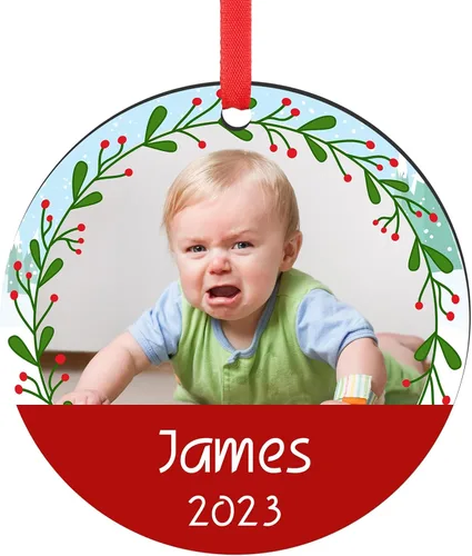 Miniatura 14 de Adornos de Navidad personalizados 2025, adorno de Navidad personalizado de doble cara, adorno de foto para árbol de Navidad para niños, mamá, papá