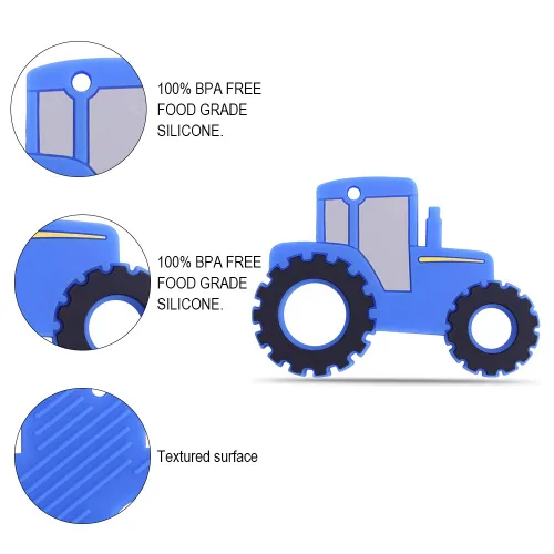 Miniatura 2 de Mordedor de silicona para automóvil de tractor para bebé, juguetes sensoriales para masticar, sin BPA, suaves y efectivos, juguetes para aliviar